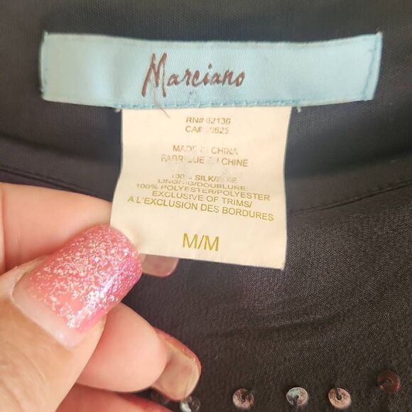 Marciano by Guess Black Silk Tiered, Ruffled, Beaded Mini Dress/Top. EUC, M - Picture 4 of 8